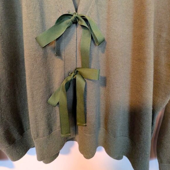 NWOT J Crew Bow-Front Cardigan Sweater in Frosty Olive Size XL - Picture 5 of 5